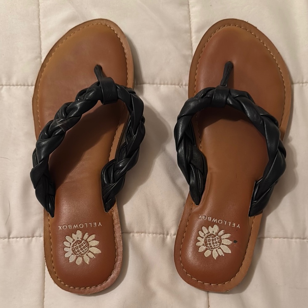 Yellow Box Women's Black Braided Sandals